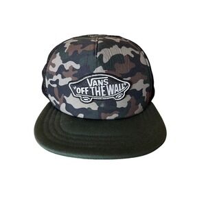 Vans Off The Wall Kids Camo Trucker Hat Mesh Snapback Skateboard Logo  Black